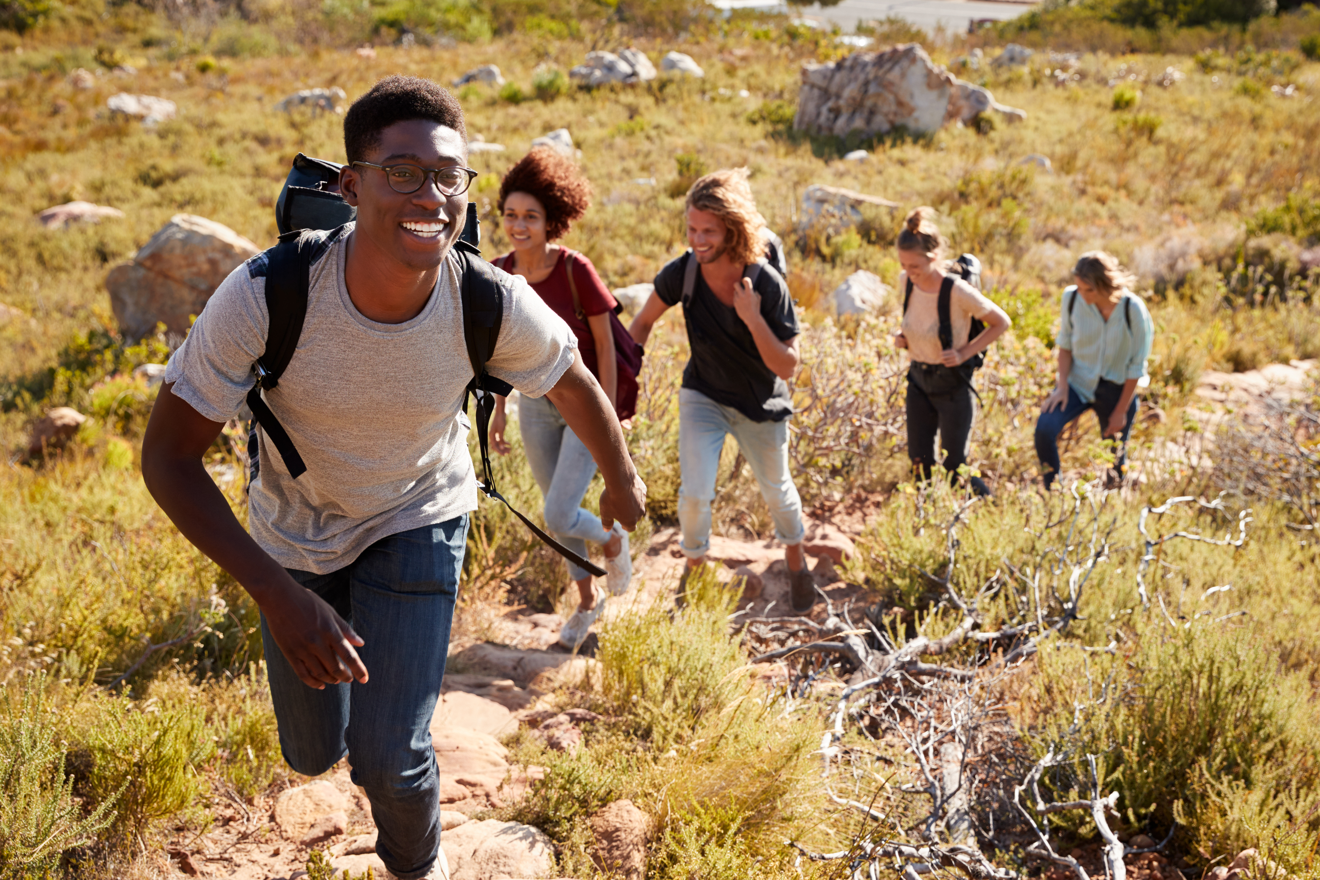Friends hiking