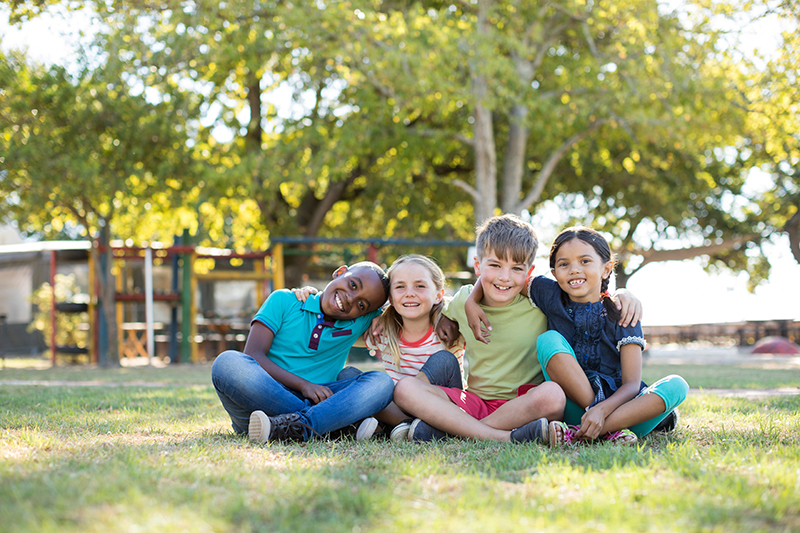 Group of 4th grade students outside
