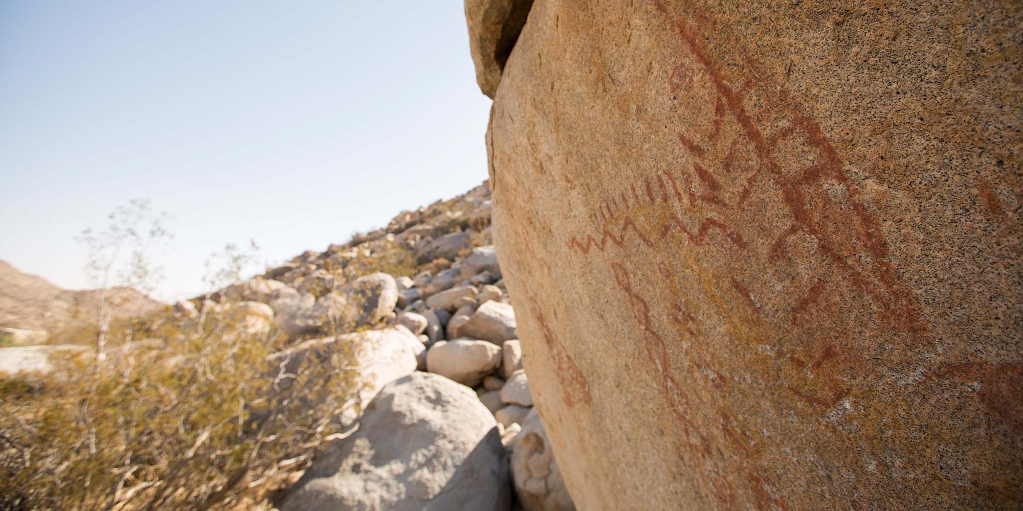 View of Native American Pictographs in Anza Borrego State Park.