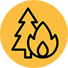 Climate resilience tree and fire icon