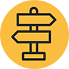 way finding icon of two signs pointing to the left and right