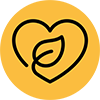 heart icon with leaf in the middle