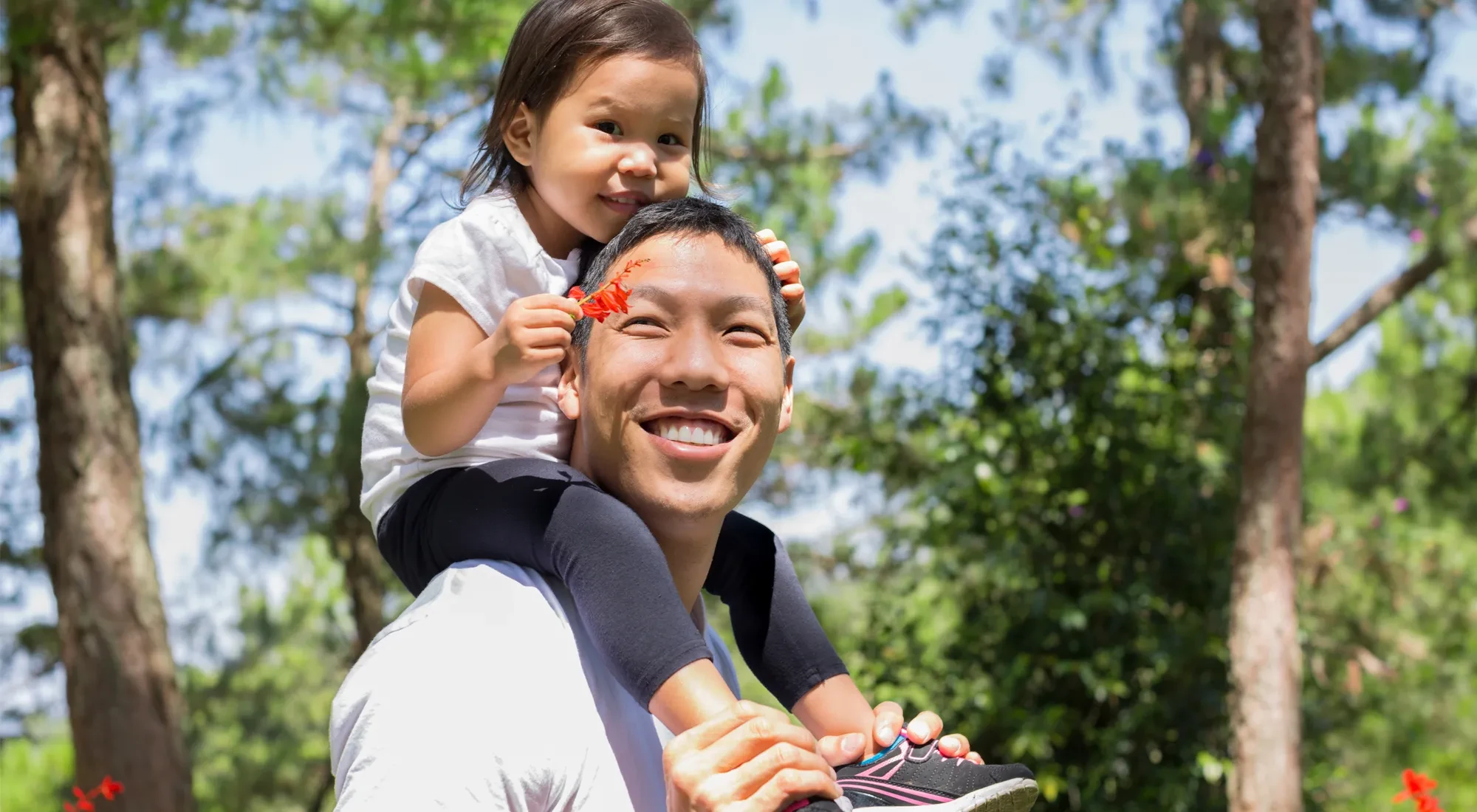 Father and child enjoying nature