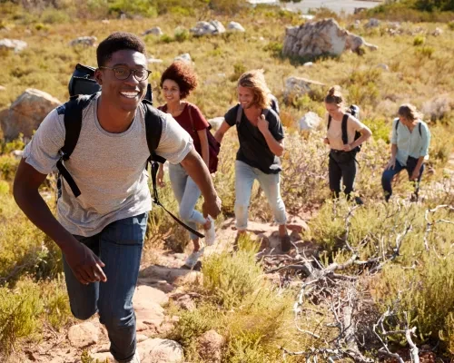 Friends hiking