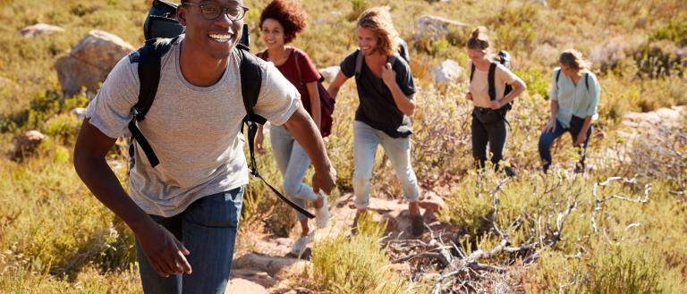 Friends hiking 