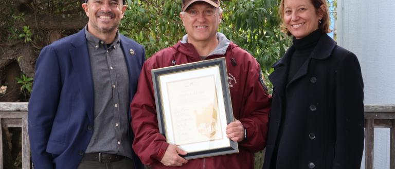 John Salcido receiving the Golden Bear award 
