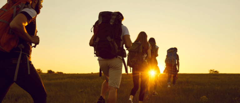 Hikers at Sunset