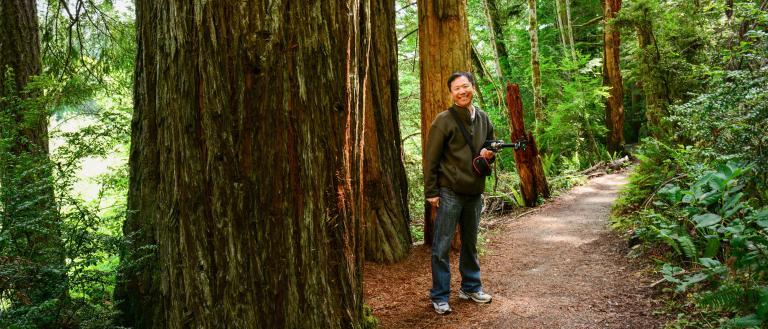 Photographer in the California state park wild