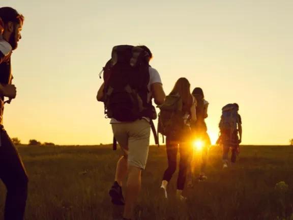 Hikers at Sunset