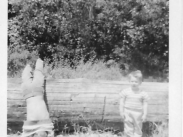 My big brother standing on his head, Pfeiffer Big Sur State Park, July 1959