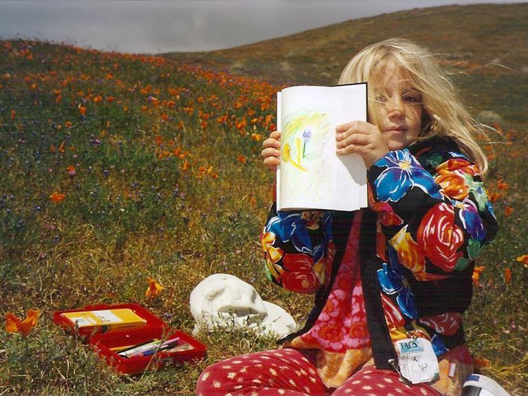 Drawing wildflowers, Antelope Valley California Poppy Reserve, 1998
