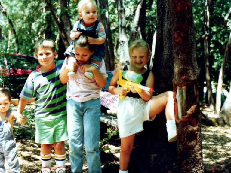 Cousin fun!, Samuel P. Taylor State Park, 1991