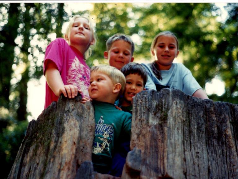 Cousin fun!, Samuel P. Taylor State Park, 1993