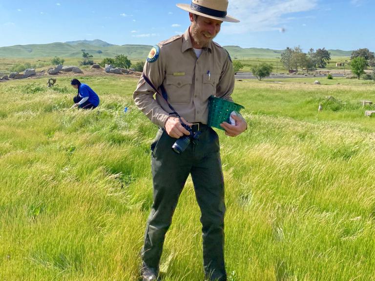Park Ranger walking in park