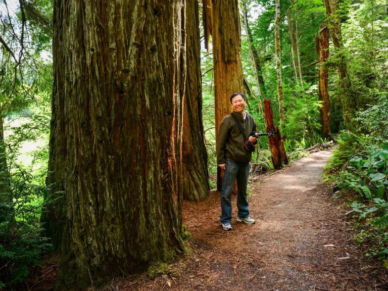 Photographer in the California state park wild