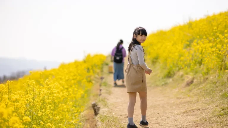 Young girl on wildflower trail