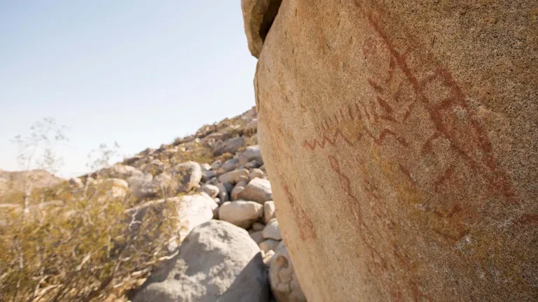 View of Native American Pictographs in Anza Borrego State Park.