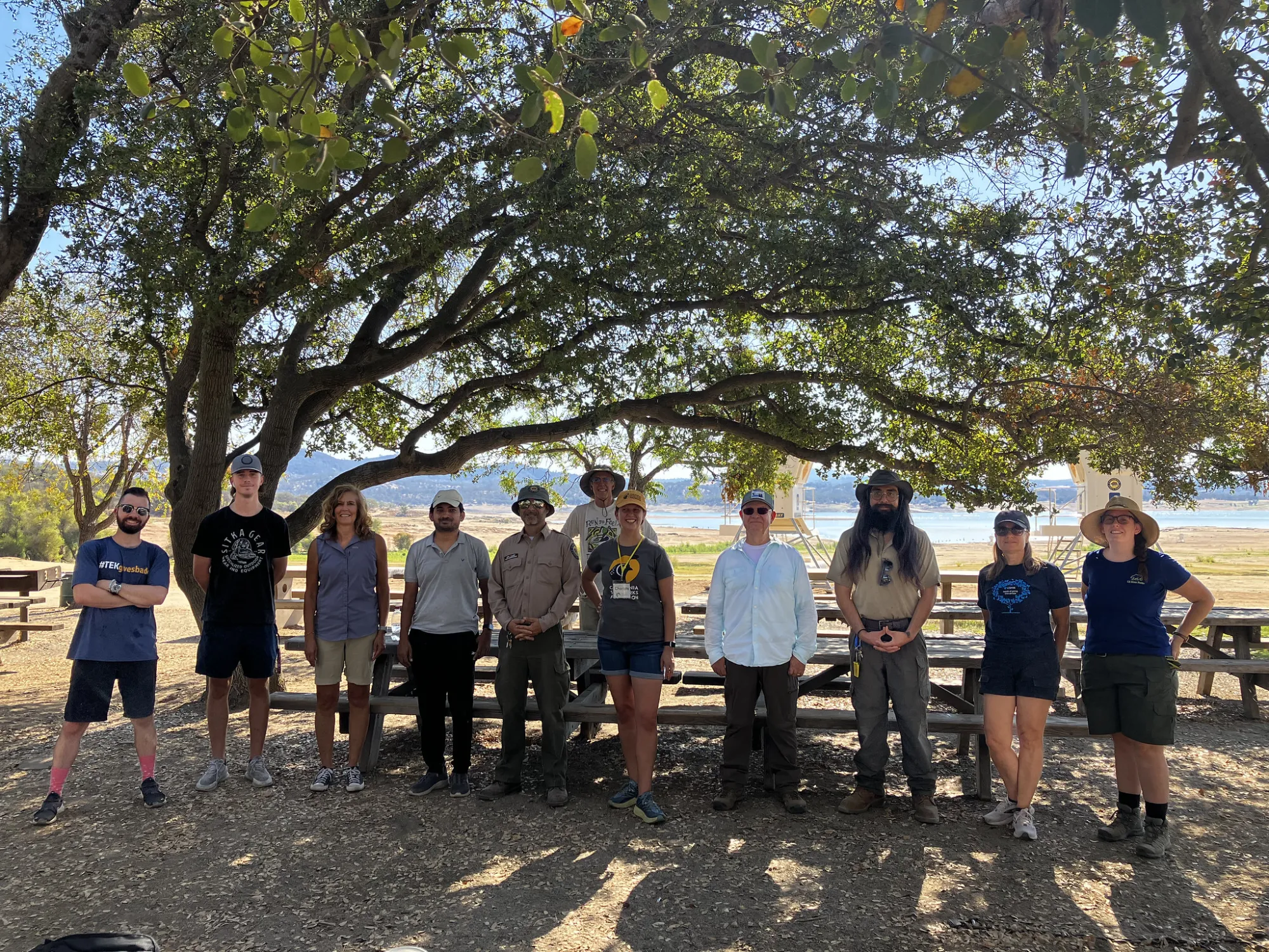 A group of happy volunteers at Folsom Lake State Recreation Area 