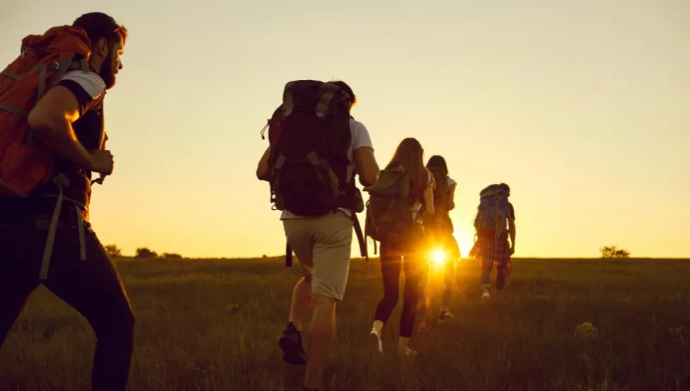 Hikers at Sunset