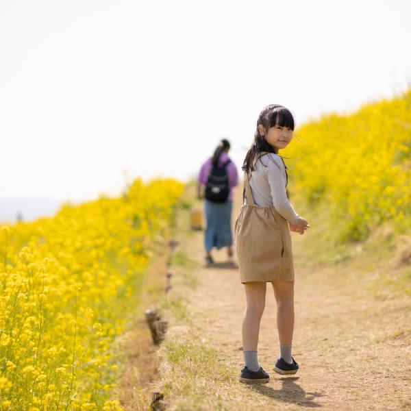 Young girl on wildflower trail