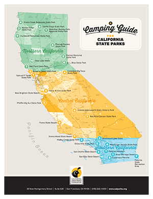 California State Map with Camping Locations by Region